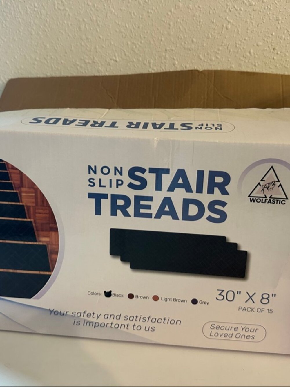 Wolfastic Non Slip Stair Treads Black 30 x 8 - 14 of 15 Pack